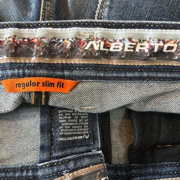 Alberto 'Bike' Regular Slim Fit Men's Blue Denim Jeans Size 32x34 Cycling Jeans - Picture 8 of 11